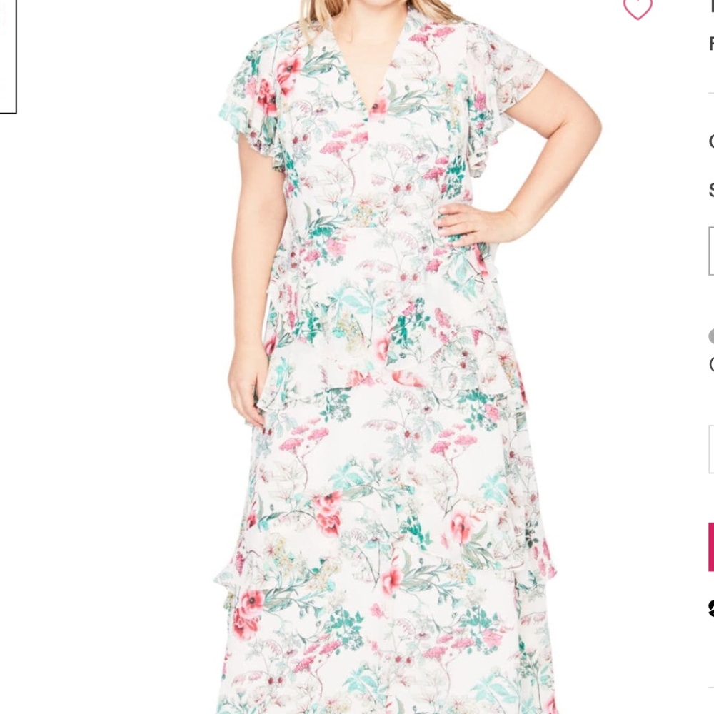 RACHEL Rachel Roy Floral Print Ruffle Maxi Dress